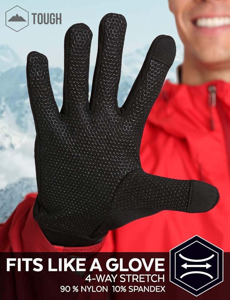 Touch Screen Running Gloves - Winter Glove Liners for Texting, Sports & Exercise - Lightweight Cold Weather Thermal Gloves: Clothing