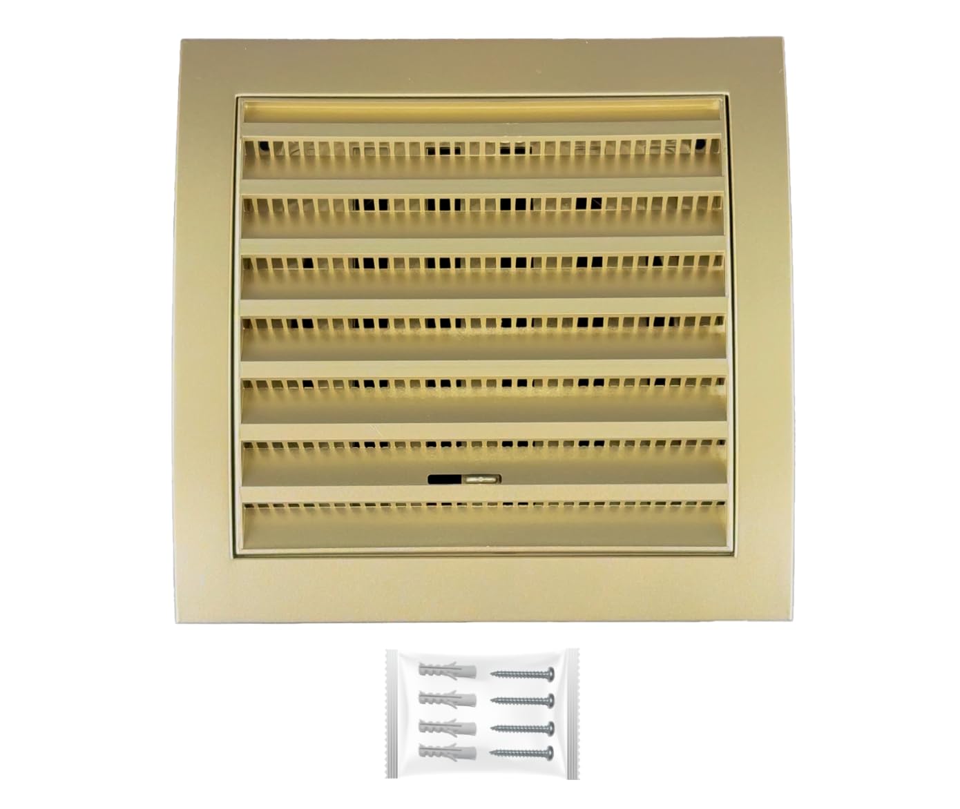 H&C VENT Gold Ventilation Grille with Connector, Slider, Insect protection 7,5 x 7,5Inch / 190 x 190mm │ Vent Cover │ Extractor Air Vent Covers for Inside Outside │ Pipe Covers │ Wall Door Window