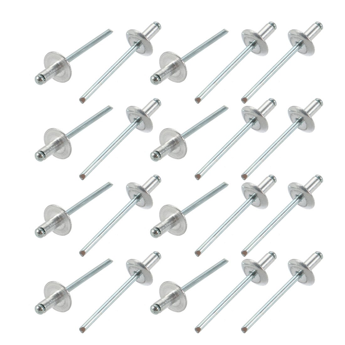 Sourcingmap 20 Pcs 4mm x 8mm Aluminum Open End Large Flange Blind Rivets