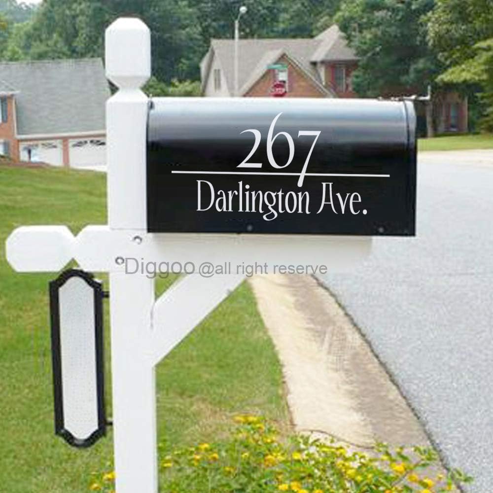 Set of 2 Personalized House Numbers and Street Address Decal Custom Mailbox Decal Mailbox Decoration Outdoor Letter Decal (7.3