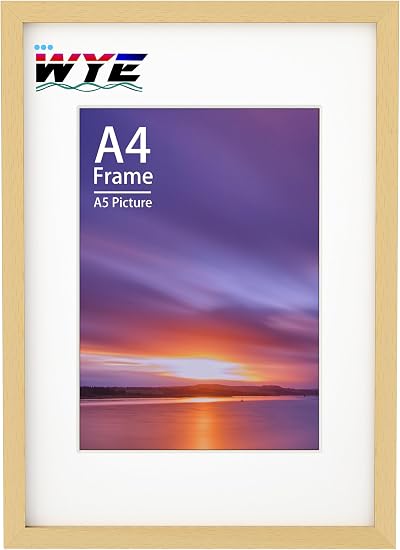 wyewye A4 Frame Wooden Frame with Plexiglass Natural Finish A4/A5 Mount