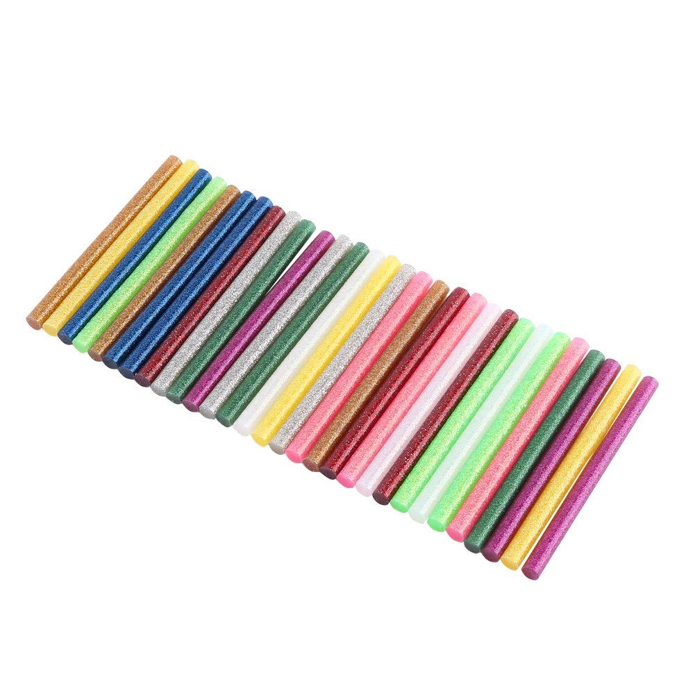 30Pcs Hot Glue Sticks Multi-Colored HotGlueSticks 7 mm by 10 cm Mini Glitter for DIY Art Craft Woodworking Handcraft Materials