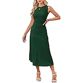 Kikibell Women's Cocktail Dresses Sleeveless Ruched Elegant Semi Formal Wedding Guest Prom Party Summer Maxi Dress