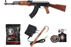 Lancer Tactical Gen 2 Airsoft Steel AK-47 Airsoft AEG Rifle with Battery & Charger 370-390 FPS-Faux Wood (LT-728-G2)
