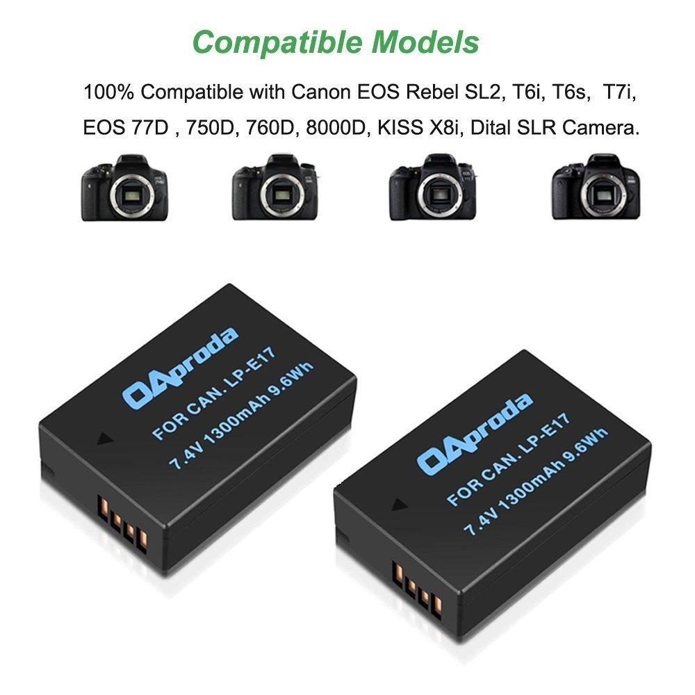 LPE17 Upgarded Battery and USB Charger for Canon LPE17 EOS M3 SL2 800D