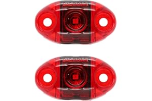 TECNIQ, INC Pair of LED Red Oval Surface Mount Clearance Side Marker Light - USA Made with, PC Rated (Two Lights)