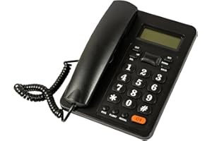 FLIGBLZ Corded Telephone Landline Telephone, Dual Interface Wired Telephone Big Button Landline Phones with Caller Identification Suitable for Office, Front Desk, Home, Hotel, Corded Landline (Black)