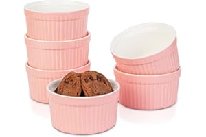 4oz Porcelain Ramekins, Candiicap Souffle Dishes Bowls for Baking, Pudding, Creme Brulee, Custard Cups, Serving Dip, Oven, Mi