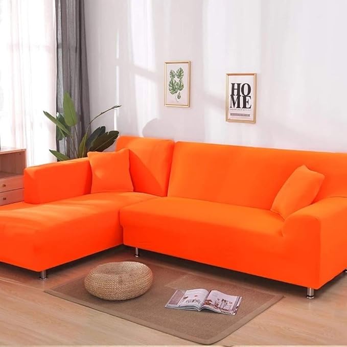 BERTERI Orange Sofa Covers for Corner Sofa Elastic Stretch