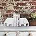 Modern Elephant Shaped Decorative Metal Bookends, Office or Home Decorations, Set of 2, White
