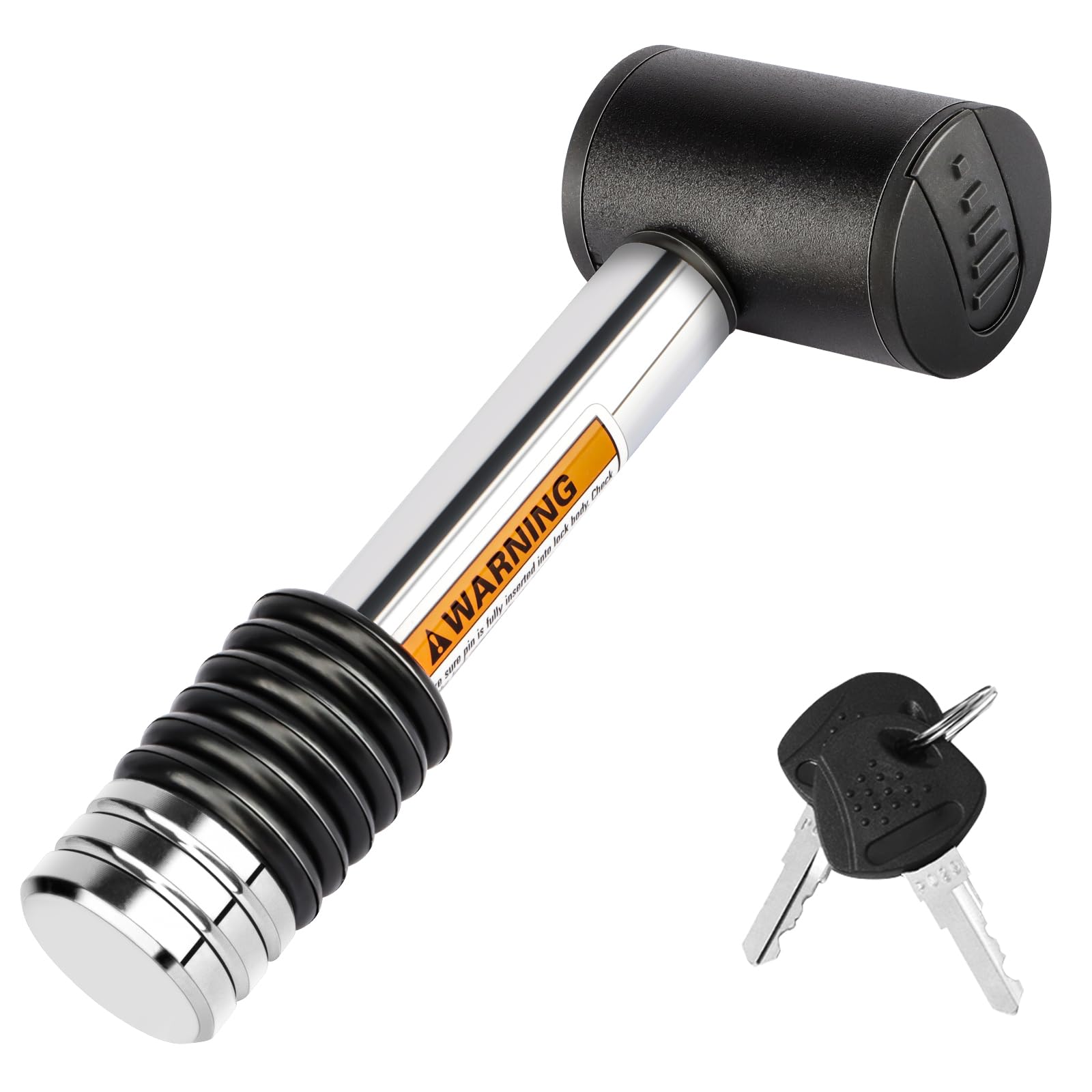 Photo 1 of METOWARE Right-Angle Trailer Hitch Receiver Lock, 5/8" Diameter Pin Lock, Fits 2" or 2-1/2" Receiver (1 Pack)