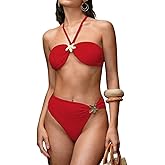SherryDC Womens Cheeky Bikini Sets Sexy Bandeau Self Tie High Cut Swimsuit Bathing Suit