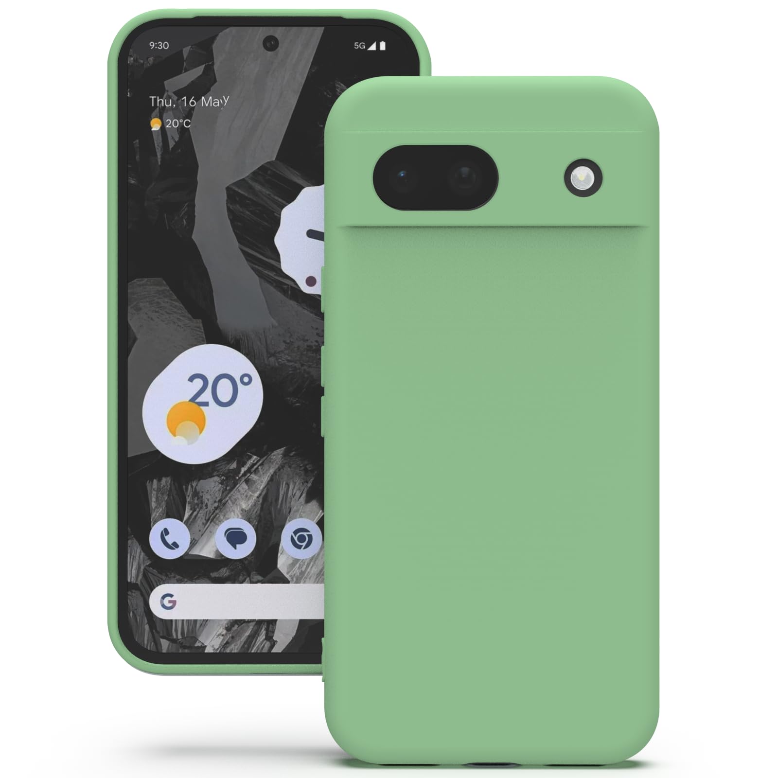 YATWIN Silicone Case for Google Pixel 8A, Soft-Touch, Shockproof, DustProof, Antiskid Full Body Armour Phone Cover for Google Pixel 8A 5G - Mint Green