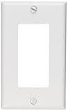 Leviton 80401-NW 1-Gang Decora/GFCI Device Wallplate, Standard Size, Thermoplastic Nylon, Device Mount, White