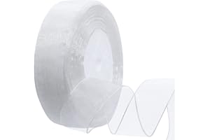 Hapeper 1 Inch Sheer Organza Chiffon Ribbon, 50 Yards/Roll (White)