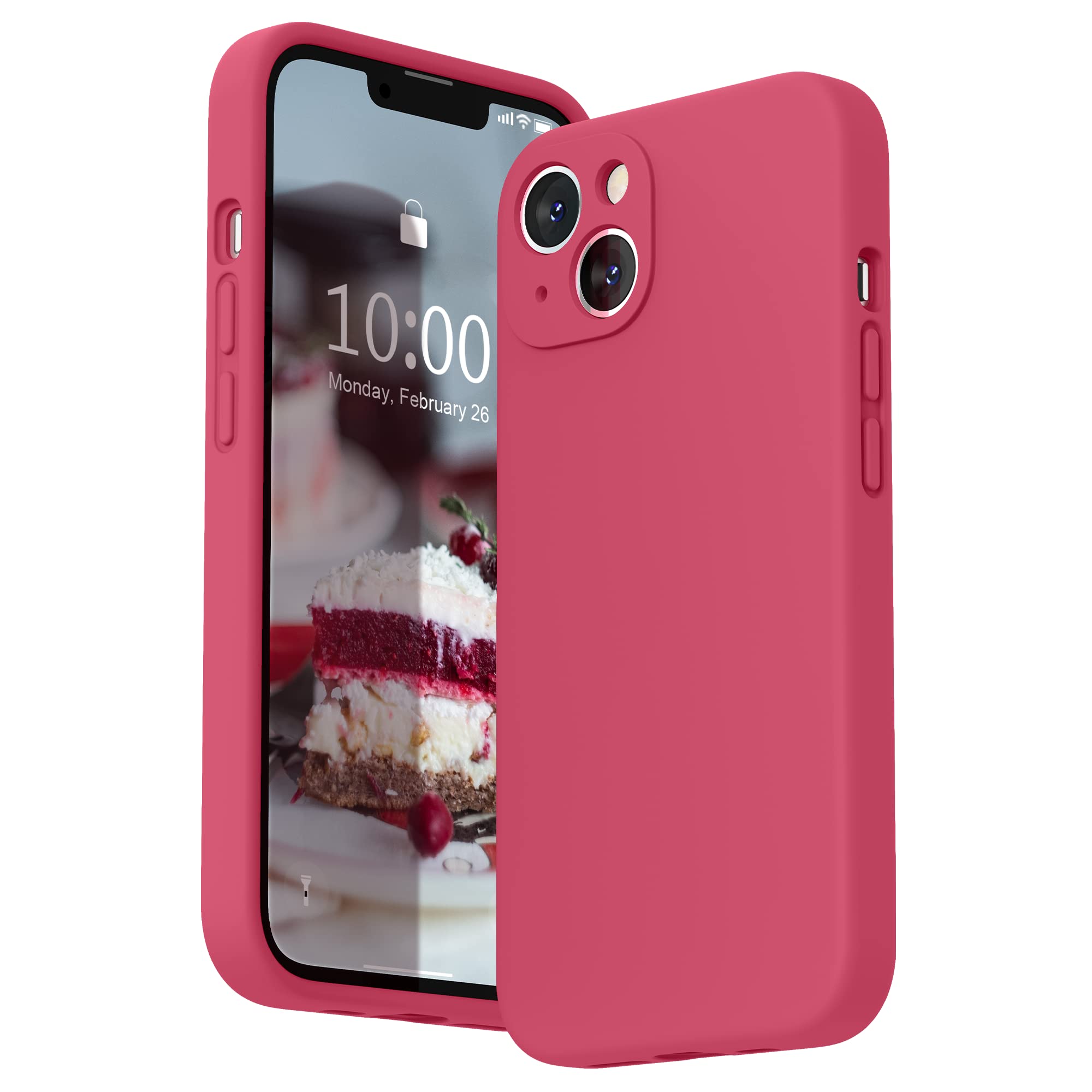 SURPHY Compatible with iPhone 13 Case with Screen Protector, Liquid Silicone Protection for Each Lens Shockproof Thickened Rubber Cover for iPhone 13 6.1 inch 2021, Hibiscus — image 1