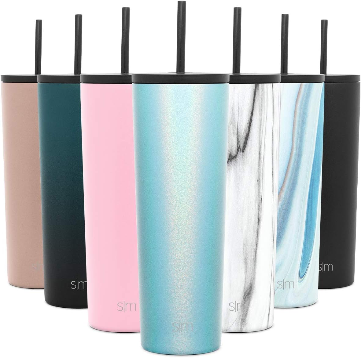 Simple Modern 28oz Classic Tumbler with Straw Lid & Flip Lid - Travel Mug Gift Vacuum Insulated Coffee Beer Pint Cup - 18/8 Stainless Steel Water Bottle Shimmer: Aqua Aura