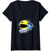 Women's 【PAC-MAN】PAC-MAN Neon Arcade 007 V-Neck T-Shirt
