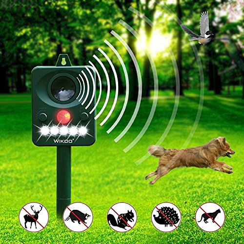 Wikoo Ultrasonic Pest Control, Solar Power Ultrasonic Motion Activated Animal Repeller, Waterproof Animals Repellent, Motion Activated Outdoor Repeller
