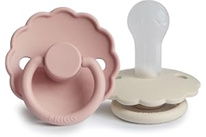 FRIGG Daisy SilkySoft Silicone Baby Pacifier | Made in Denmark | BPA-Free (Blush/Cream, 6-18 Months)