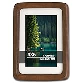 RRQKMBO 4x6 Natural Dark Walnut Solid Wood Picture Frames, Hand Make Crafted Original Wood Frame with Mat to 3.5x5,Rounded Edge Wooden Photo Frame, For TableTop and Wall