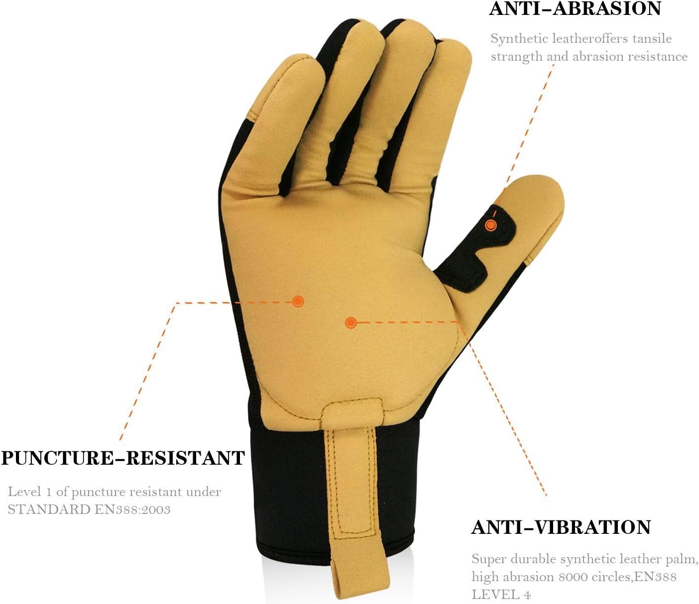 Intra-FIT Professional Anti-Vibration Glove EN ISO 10819: 2013 / A1: 2019 & EN 388:2016 Certified, Reinforced Palm and Thumb - Image 4