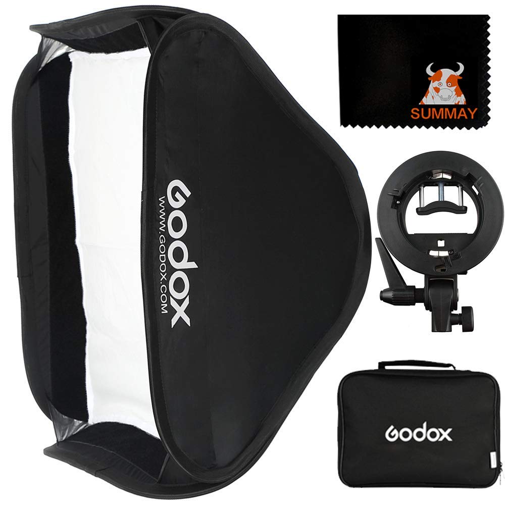 GODOX 80x80cm Foldable Flash Softbox kit with S-Type Bracket Bowens Mount Holder for Camera Flash Speedlight Studio Photography