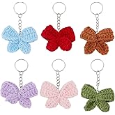 BEUNITONE 6 Colors DIY Crochet Cute Bowknot Keychain Kits for Beginners,Handmade Crochet Bow Keychain for Bag,Car Mirror,Crafts Pendant,Holiday Birthday Creative Gift for Craft Lovers Girls Adults
