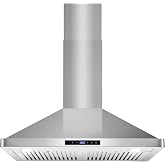 30 in. Vista Coll 380 CFM Ducted Wall Mount Range Hood LED, Stainless Steel | Cosmo COS-63175S Soft TouchControls, 3 Fan Speeds, Permanent Dishwasher-Safe Baffle Filters, Backdraft Damper