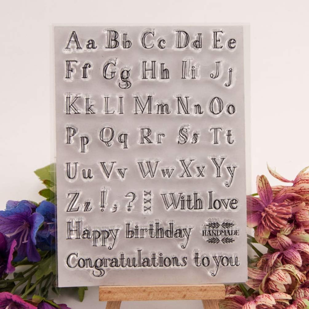 HEALLILY Alphabet Clear Stamps Happy Birthday Congratulations Cards Letters Making Rubber Stamp Educational Toy for Scrapbooking Embossing Album Diary Decoration - Image 4