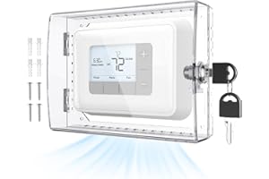 AUURIO Upgraded Thermostat Lock Box with Key, Large Space Thermostat Cover Seamless Anastomosis, Clear Decorative AC Lock Box Cover on Wall Fits Thermostats 4.8" H x 6" W or Smaller