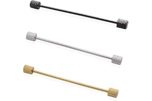 YYBONNIE 3PCS Brass Cylinder Head Men's Collar Bar Pins Shirts Tie Pins Necktie Pin Lapel Stick Collar Brooch