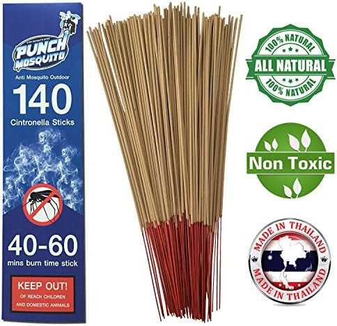 Punch Mosquito Repellent Sticks 15" Insect Citronella Lemongrass | Burn 40-60 Mins Each | STOP MOSQUITO BITES 93 HOURS | VERY BEST VALUE (Pack of 140)
