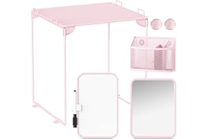 Svartur Pink Locker Accessories with Locker Shelf, Magnetic Mirror, Magnetic Pen Holder, Magnetic Small Whiteboard, Back to School Essentials Locker Decorations, 7 Piece Locker Organizer for Work