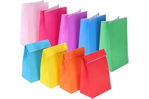 TOMNK 36pcs Paper Party Favor Bags, 9 Colors Small Gift Bags, 9.2 x 5.2 x 3.2 Mini Goodie Bags Wrapped Treat Bags for Birthdays, Baby Showers, Crafts and Activities, May Day, Wedding (Assorted Colors)