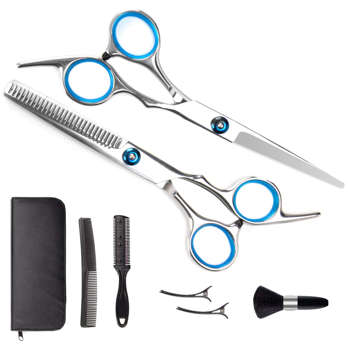 ORDORA Hair Cutting Scissors Kit for Women & Men, Professional Hair Scissors Set for Cutting Hair with Hair Scissors, Thinning Scissors, Razor Comb, Hair Comb, Clips, Brush: Home Improvement