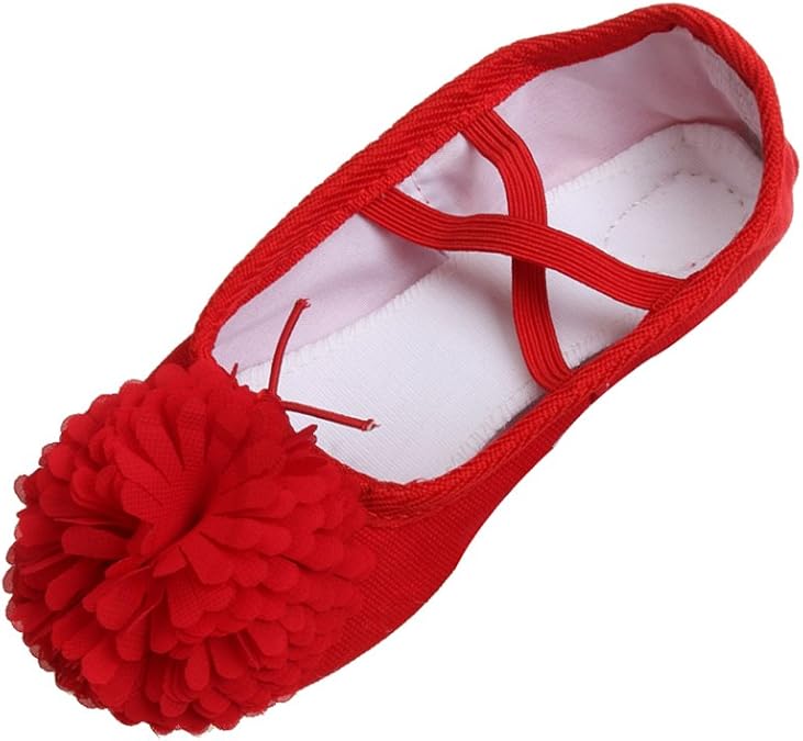 Girls� Classic Canvas Ballet Yoga Shoes with Leather Sole