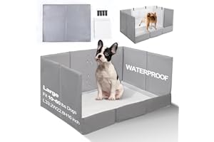 HQ4US 4LEGS Dog Litter Box, Pee Pad Holder Foldable, Indoor Dog Potty Tray for Puppy & Medium Dogs, High Walls, Seamless, No Assembly, Waterproof, Easy to Clean, No Spill,Portable for Travel