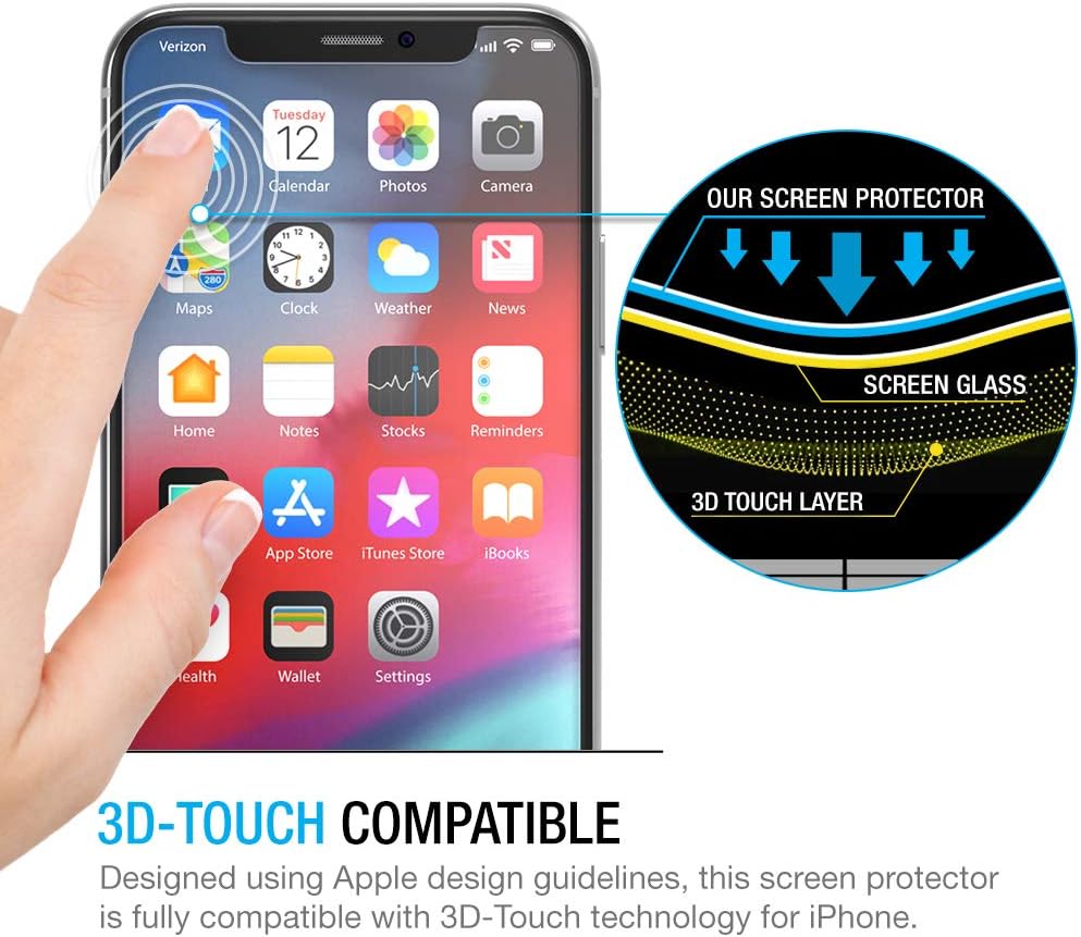 Maxboost Screen Protector for Apple iPhone Xs & iPhone X & iPhone 11 Pro (3 Packs, Clear) 0.25mm Tempered Glass Screen Protector with Advanced Clarity [3D Touch] Work w/Most Case 99% Touch Accurate