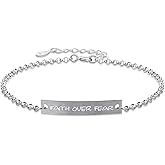 ALiLuYa Faith Over Fear Bracelet for Women, 925 Sterling Silver Christian Strength Jewelry, Meaningful Gift for Her