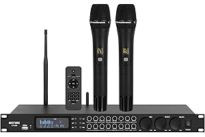 Micfuns KT900-PRO Professional KTV Wireless Microphone, Digital Pre-Stage Effector, Karaoke Sound Audio Effect System with Audio Digital Effect Processor, Bluetooth RCA, Bluetooth, USB Input