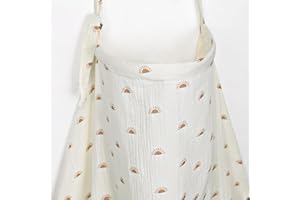 GOWPUG Muslin Nursing Cover for Breastfeeding Breathable 100% Cotton Breastfeeding Cover up with Rigid Hoop for Mother Arch Neckline Nursing Apron with Muslin Storage Bag Breastfeeding Essentials (Sun)