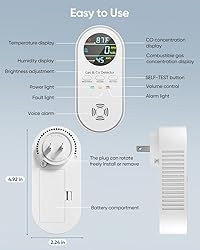 5-in-1 Carbon Monoxide Detectors, Natural Gas Leak