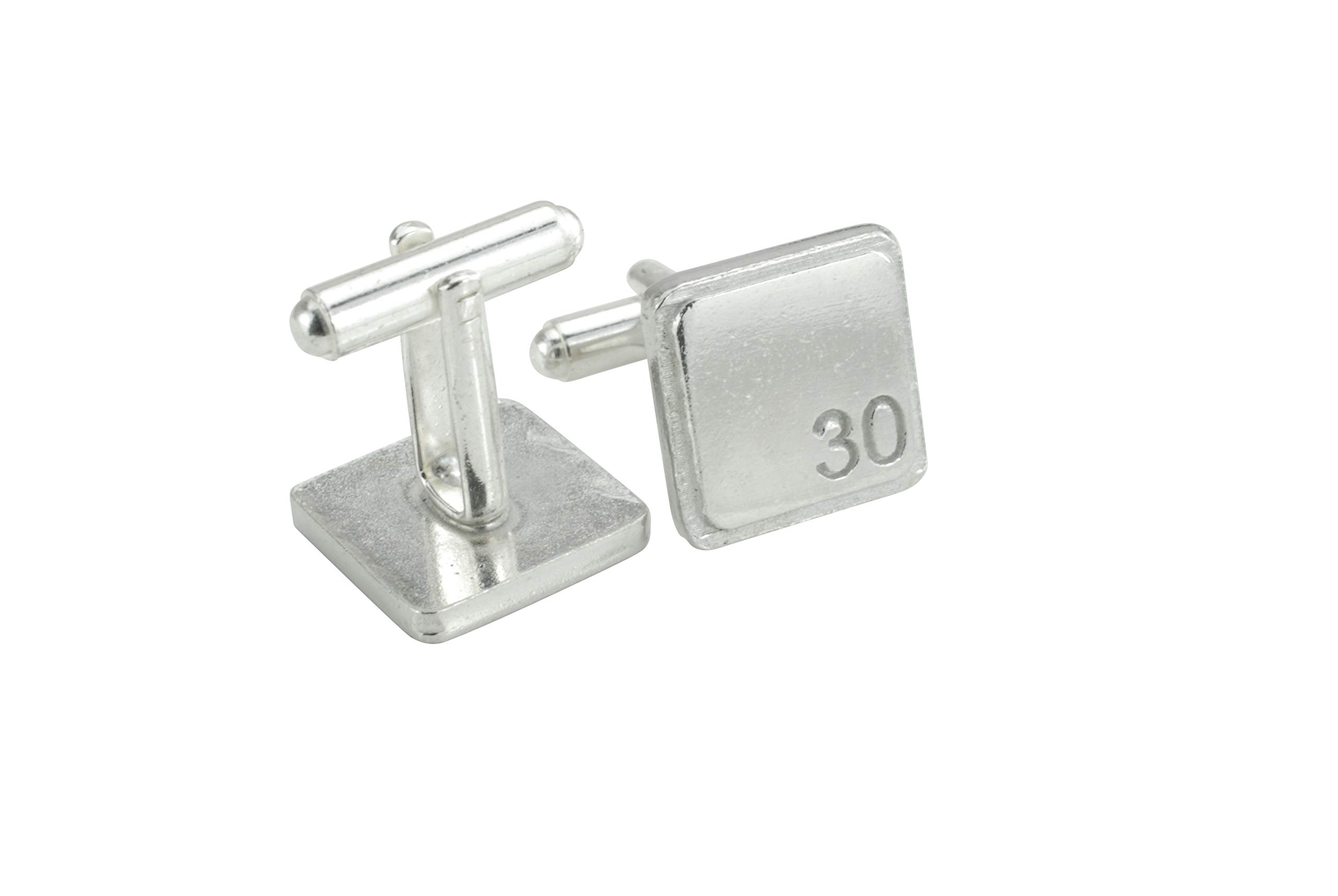 Square Cufflinks with ‘30’ Engraved - 30th Anniversary