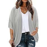 Eytino Womens Plus Size Summer Cardigan Casual Half Sleeve Ruched Open Front Cardigans Tops(1X-5X)