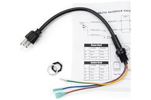 XCWT 100641 Power Cord Replacement Parts Compatible wtih Pro Team Backpack Vacuum Pigtail Assembly for Supercoach, CoachVac, MegaVac, Super QuarterVac HEPA, QuietPro BP, ProVac, Aviation Vac, Linevacer