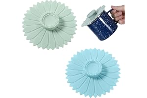 OULIGAY 2 Pcs Drink Covers Cup Covers for Drinks for Safety Silicone Lids for Cups Mugs Flexible Mug Cover Tea Pots to Keep Bugs Out for Coffee Cute Reusable Lids for Beer Glasses, Sunflower