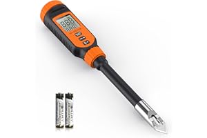 Soil pH Meter, Tadeto Digital Soil Tester with Sensitive Probe and LCD, Zinc Alloy Protective Tip Soil pH Test Kit for Garden, Gardening, Lawns, Plant, Water and Food (Orange Includes Battery x2)