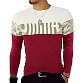 LOGEEYAR Men's Strip Casual Slim fit Cotton T-Shirt Short Sleeve Crewneck Tee Shirts for Boy