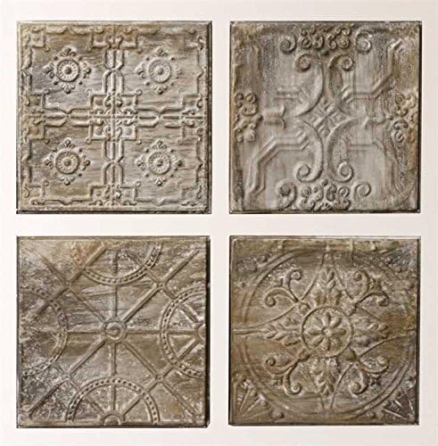 Amazon Com Creative Co Op Gray Square Tin Wall Plaque Top Right